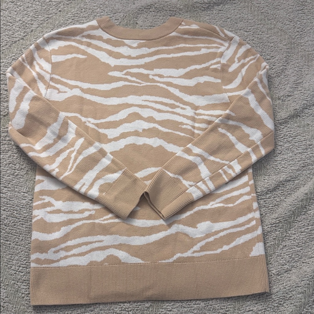 Daily Ritual Zebra Print Sweater Beige Cream Small Cozy Knit - Picture 3 of 3